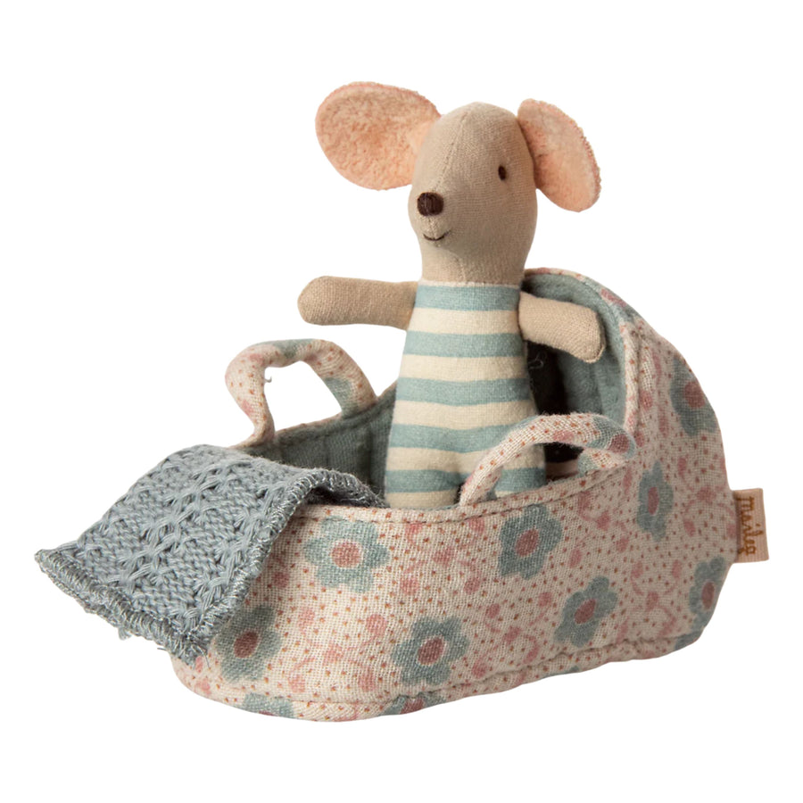 PRE-ORDER Maileg Carry Cot - Blue (Baby Mouse)