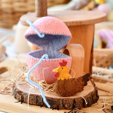 Felt Pink Surprise Egg with Hen