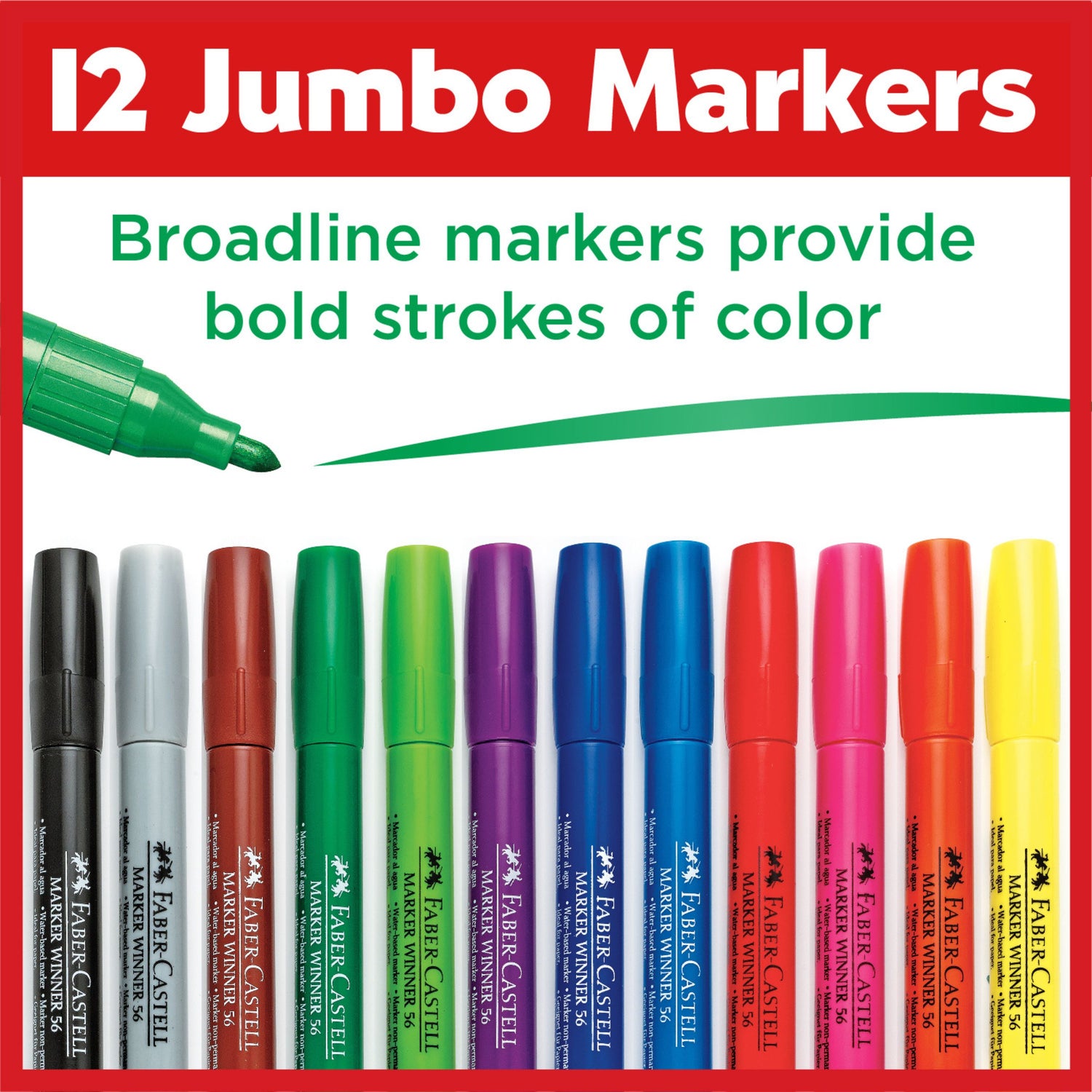 Jumbo Broadline Markers in Vibrant Colours (Set of 12)