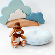 Felt Bunny Rabbit with Top Hat on Cushion