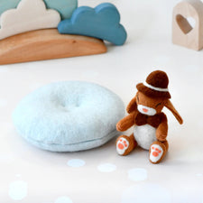 Felt Bunny Rabbit with Top Hat on Cushion