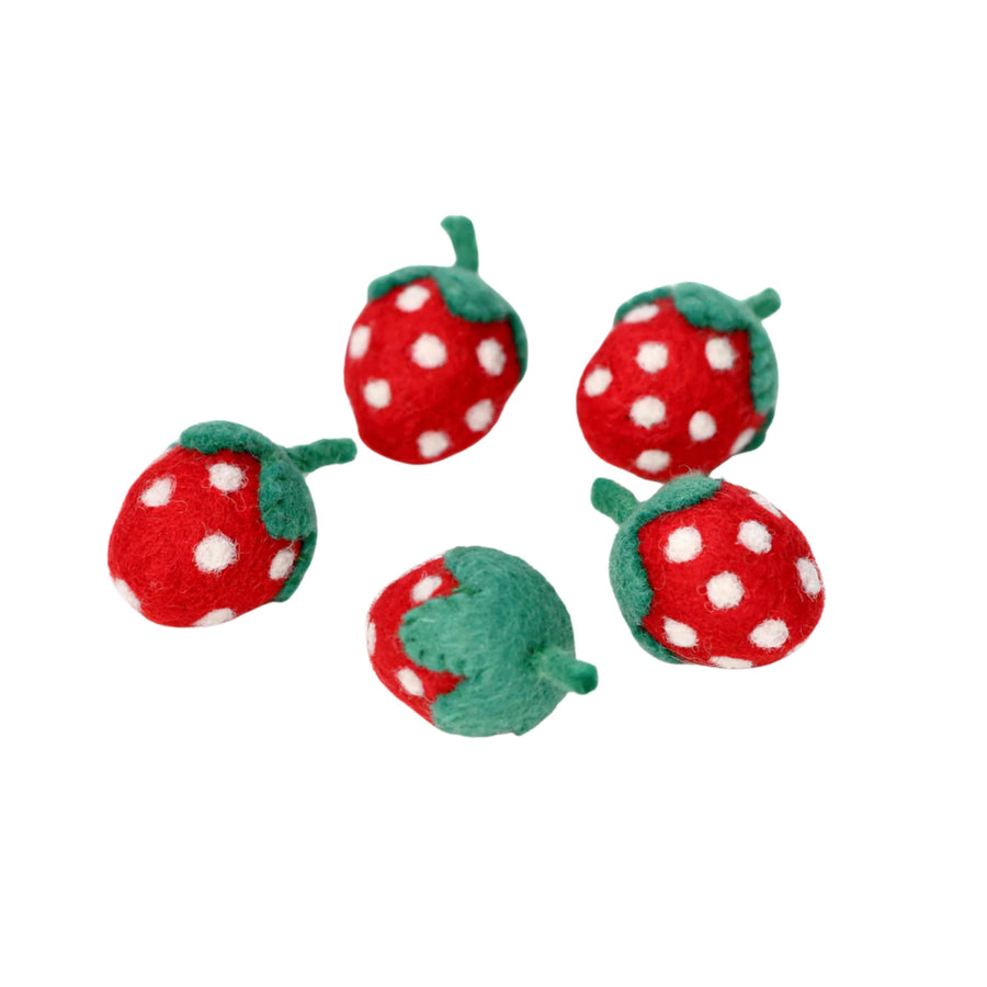 Felt Strawberries (Set of 5) | Play Food