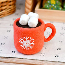 Felt Hot Chocolate with Marshmallows | Play Food (Red Mug)