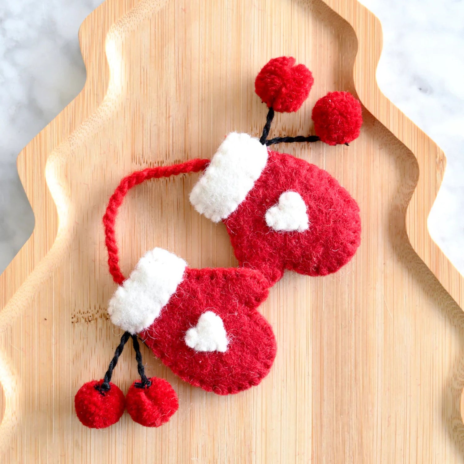 Felt Christmas Mittens Ornament
