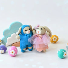 Felt Rabbit Doll with Pink Tutu Dress