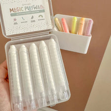 Dustless Chalk Crayons + Magnetic Holder Bundle for Magic Playwall (White)