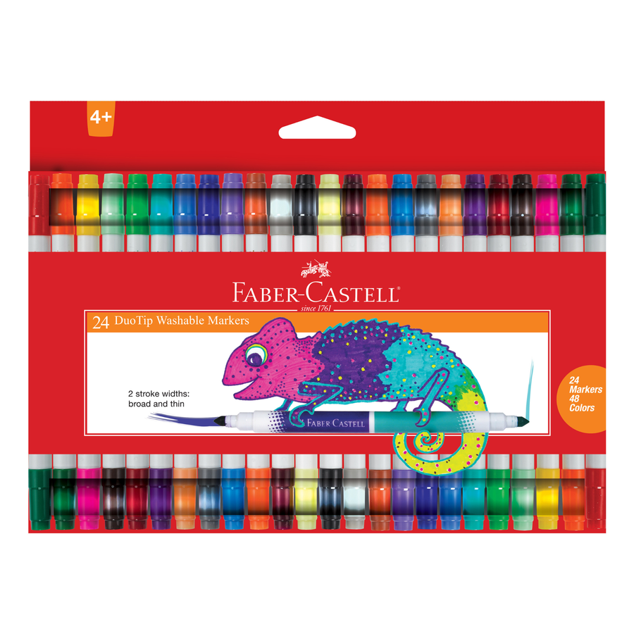 24 Duotip Washable Markers For Kids (48 Colours)