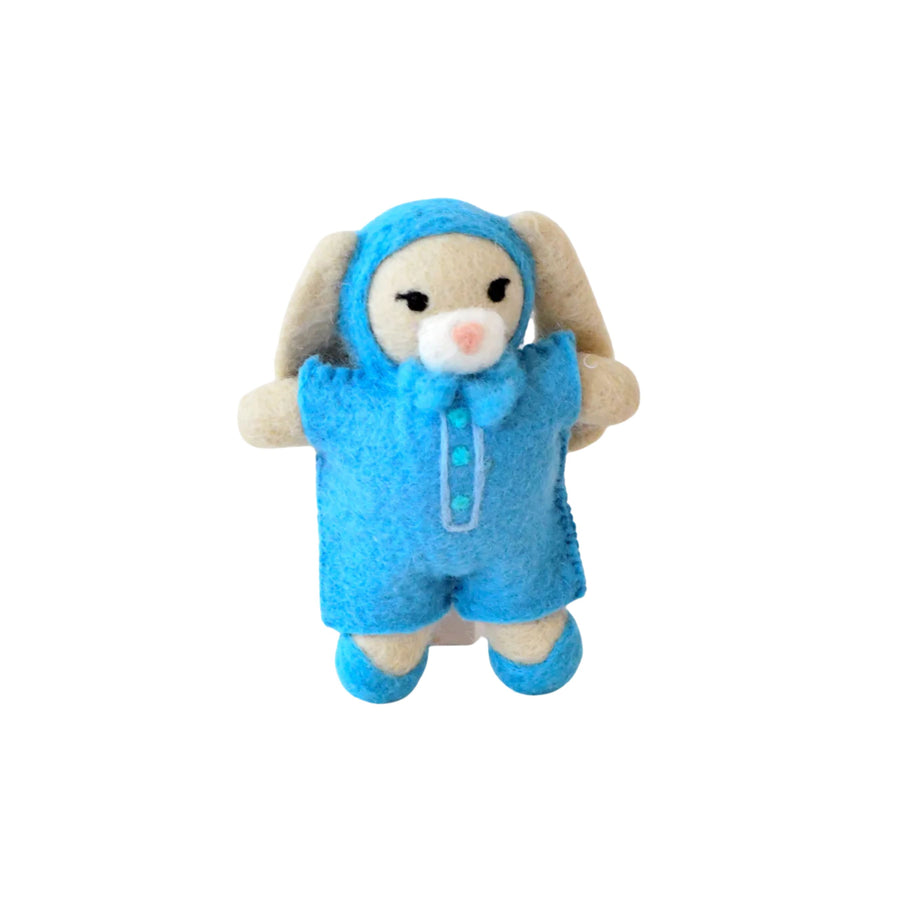 Felt Rabbit Doll with Blue Overalls