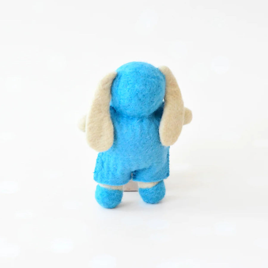 Felt Rabbit Doll with Blue Overalls
