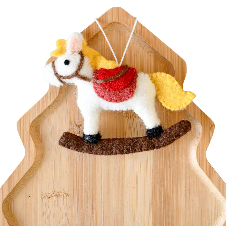 Felt Christmas Rocking Horse Ornament