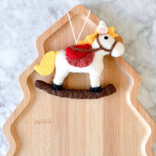 Felt Christmas Rocking Horse Ornament