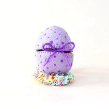 Felt Purple Surprise Egg with Light Brown Highland Cow