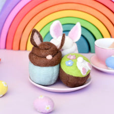 Felt Easter Bunny Cupcakes (Set of 3) | Play Food