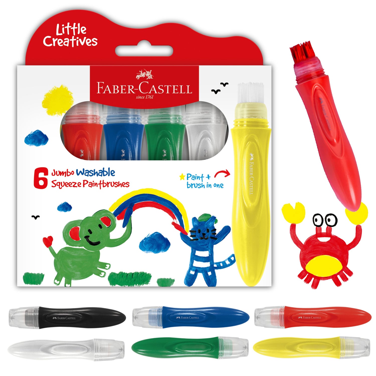 Little Creatives Jumbo Washable Squeezing Paintbrush (Set of 6)