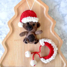 Felt Christmas Teddy Bear Ornament