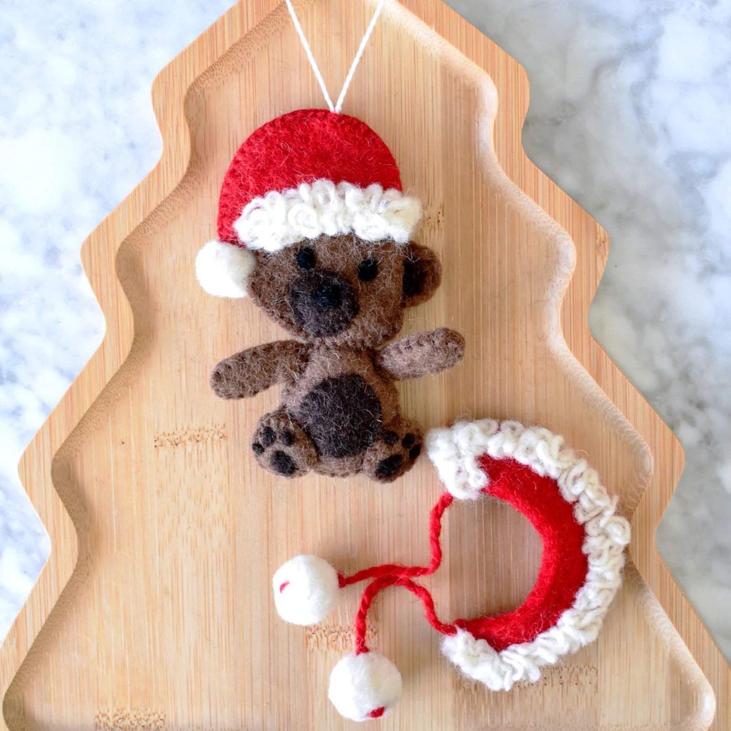 Felt Christmas Teddy Bear Ornament