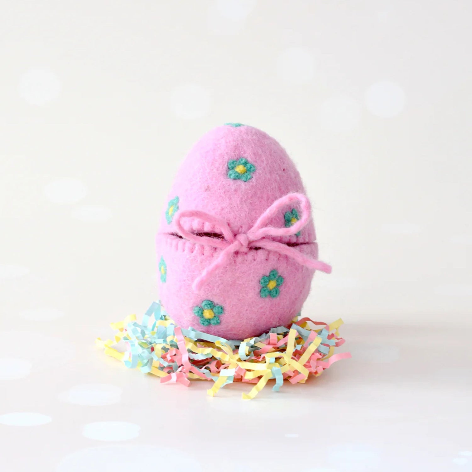 Felt Pink Surprise Egg with Yellow Duckling