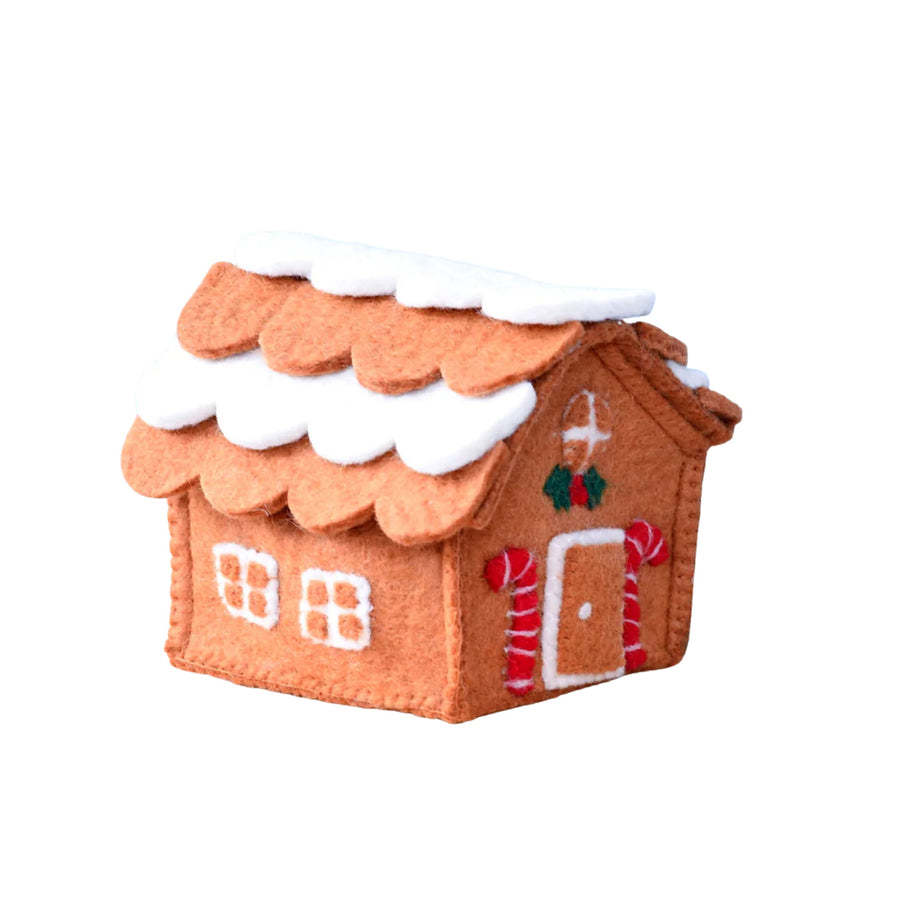 Felt Gingerbread House with Red Candy Canes