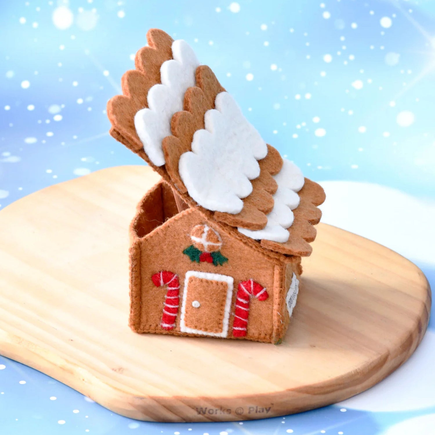 Felt Gingerbread House with Red Candy Canes