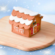 Felt Gingerbread House with Red Candy Canes