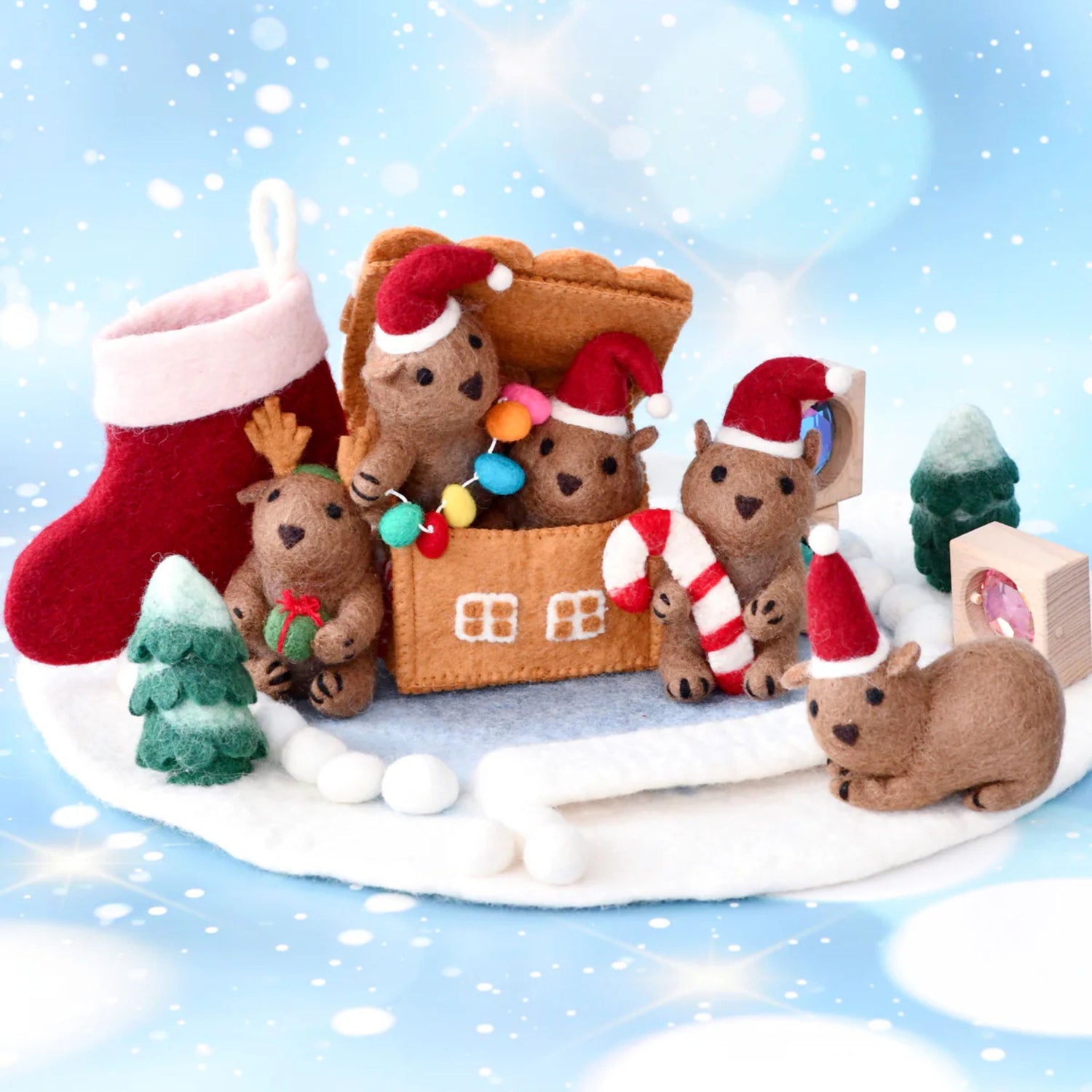 Felt Gingerbread House with Red Candy Canes