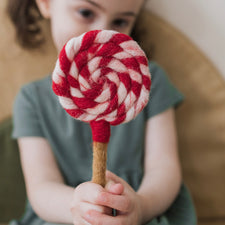 Felt Red and White Swirl Lollipop | Play Food
