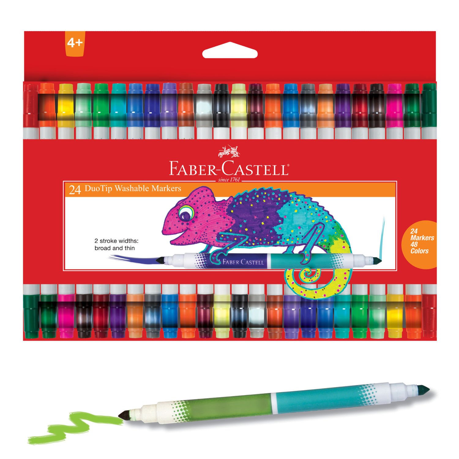 24 Duotip Washable Markers For Kids (48 Colours)