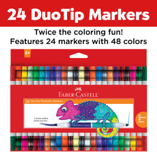 24 Duotip Washable Markers For Kids (48 Colours)