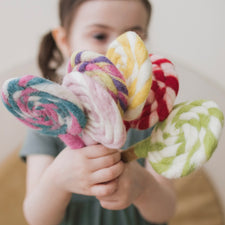 Felt Pink and Green Swirls Lollipop | Play Food