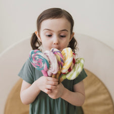 Felt Lime Green and White Swirl Lollipop | Play Food