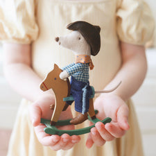 Maileg Cowboy Mouse on Rocking Horse (Little Brother)