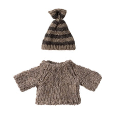 Maileg Knitted Sweater and Hat - Grey (Big Brother Mouse)
