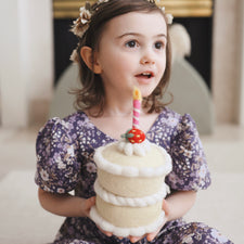 Felt Strawberry Shortcake Birthday Cake with Candle | Play Food