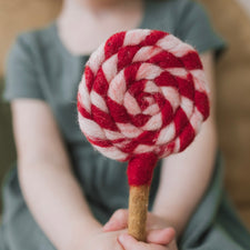 Felt Red and White Swirl Lollipop | Play Food