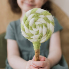 Felt Lime Green and White Swirl Lollipop | Play Food