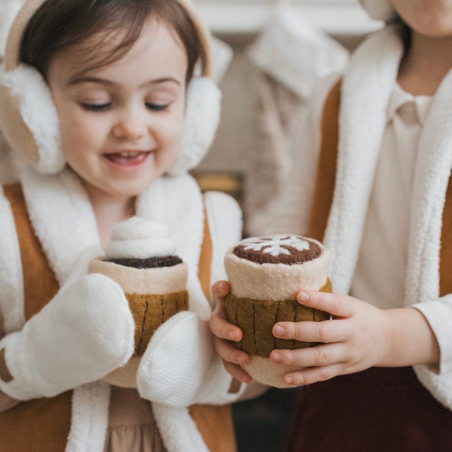 Felt Coffee Cup Play Set (4 Interchangeable Toppings)
