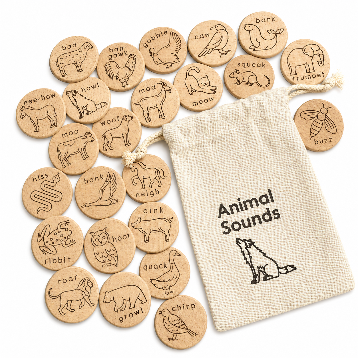 Wooden Animal Sounds Discs