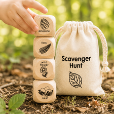 Wooden Nature Scavenger Hunt Dice (Set of 4)