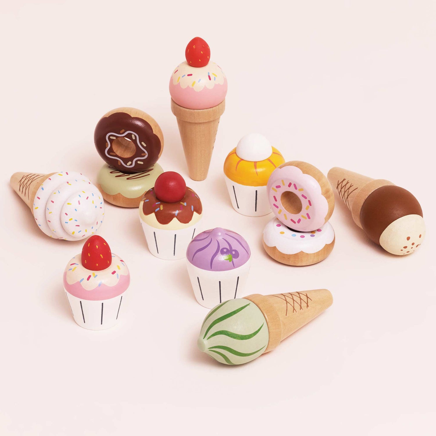 Wooden Toy Ice Cream Cones (Play Food) Set