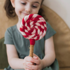 Felt Red and White Swirl Lollipop | Play Food