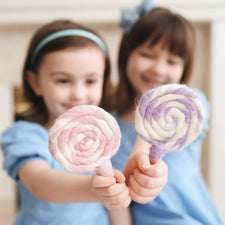 Felt Pink and White Swirl Lollipop | Play Food