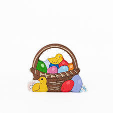 Easter Basket with Chicks and Eggs | Wooden Toy