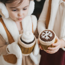 Felt Coffee Cup Play Set (4 Interchangeable Toppings)