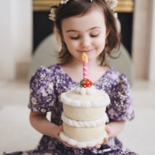 Felt Strawberry Shortcake Birthday Cake with Candle | Play Food