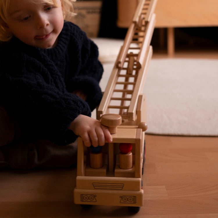 Peacocks Fire Engine Fagus Wooden Toy Fire Truck | Play Vehicle | The Playful Peacock