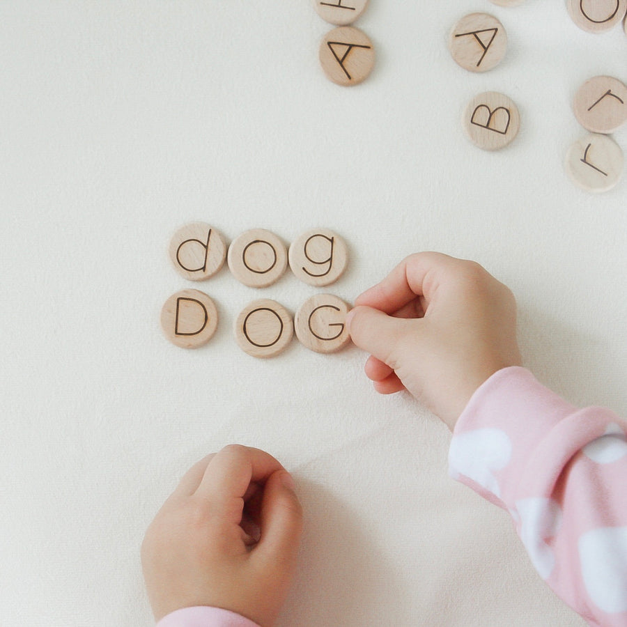 Double Sided Wooden Alphabet Discs (Set of 100 Mini Discs)