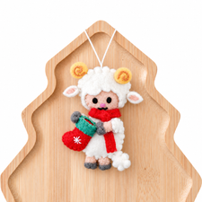 Felt Christmas Lamb With Stocking Ornament