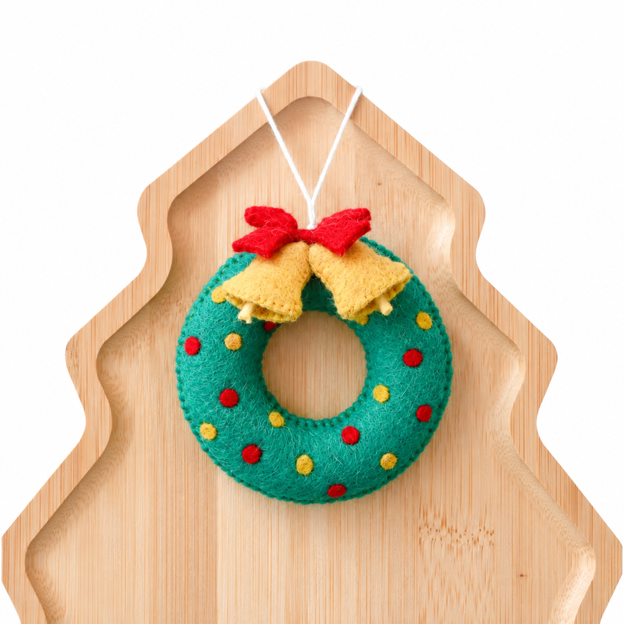 Felt Christmas Wreath with Bells Ornament