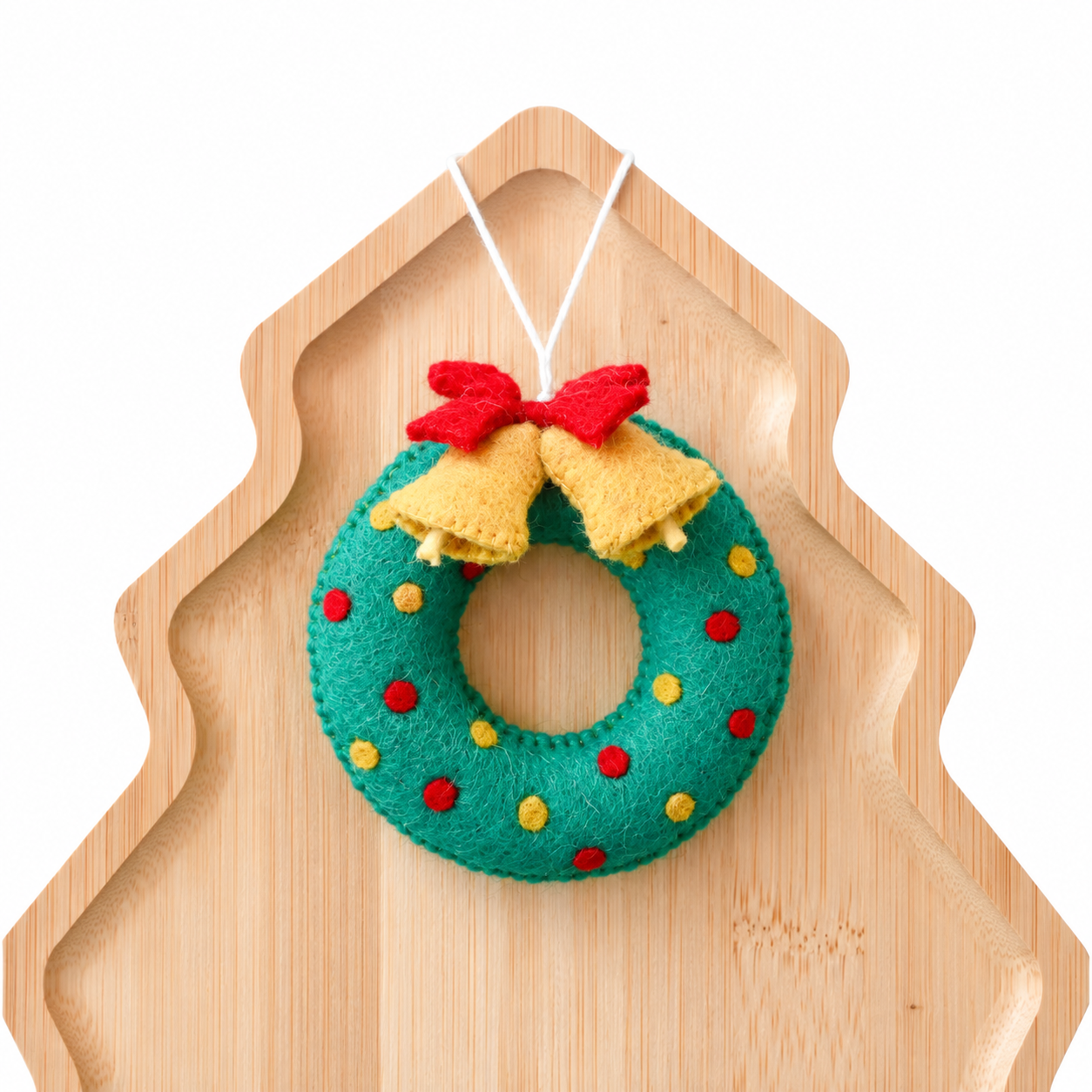 Felt Christmas Wreath with Bells Ornament