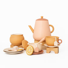 Handmade Wooden Tea Set (Flower)